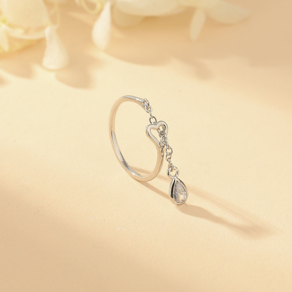 Wholesale Diamond Plated 18k Gold Chain Small Love Water Drop Copper Ring